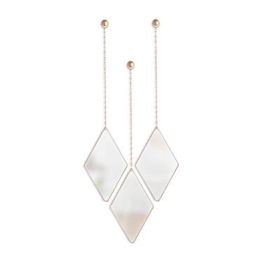 Imagem de Dima Trio de Espelhos Losango Cobre / Rose Gold (Kit com 3 Peças) Umbr