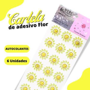 Imagem de Cartela De Adesivo Flor Amarelo Gema - Sticker C/6 Unidades - Mmixer10