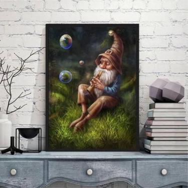 Imagem de Quadro Decorativo Gnomo Floresta 45X34Cm Moldura Preta - Quadros On-Li