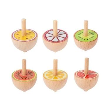 Imagem de Brinquedos De Pião De Madeira Coloridos 6 Peças Montessori Fidget Gyro