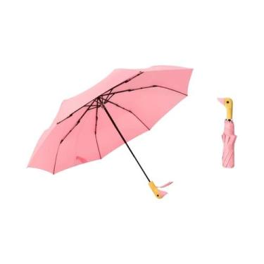 Imagem de Guarda-chuva De Pato Amarelo Pequeno E Fofo Com Cabo De Madeira E Prot