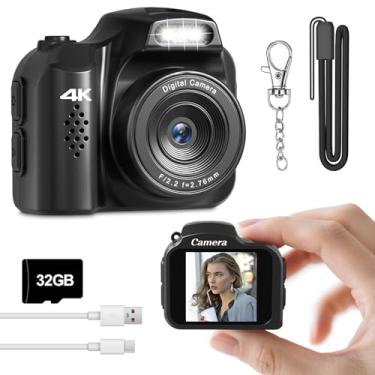 Imagem de Câmera mini chaveiro, câmera digital retrô 4K FHD, mini câmera digital de encaixe retrô com flash, filtros, cordão, gravador de vídeo portátil para gravação de fotos, vídeos e viagens