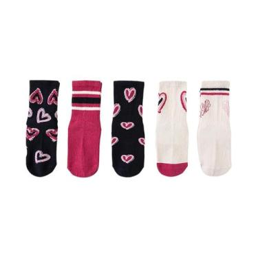 Imagem de Meias De Chão Listradas Em Formato De Coração Para Meninas, Tamanhos M
