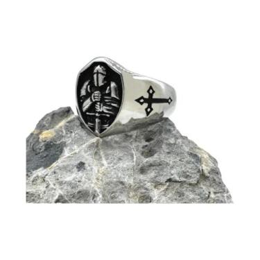 Imagem de Anel Cruzado Hero Man Solid Warrior Em Aço Inoxidável 316L Tamanho 7-1