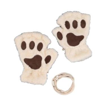 Imagem de Luvas De Inverno Para Meninas, Grossas E Fofas, Com Design De Pata De 