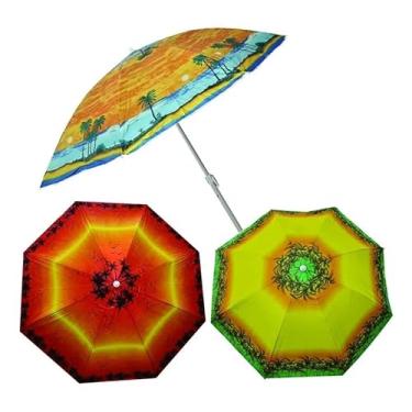 Imagem de Guarda-Sol Estrutura Aço 1,80m para Praia, Camping, Piquenique com Proteção UV 50+