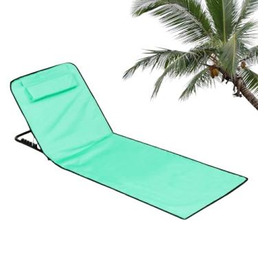 Imagem de Cadeira de praia | Cadeira de praia dobrável para bronzeamento - Tapete portátil de 159,8 x 51,8 x 37,8 cm com encosto de cabeça para crianças, quintal, acampamento à beira-mar