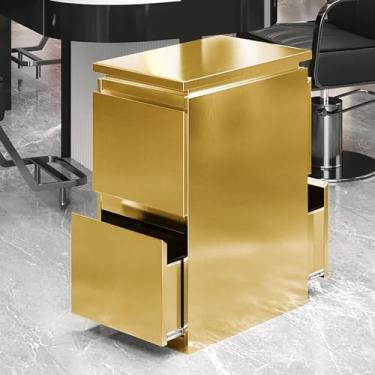 Imagem de Armário de armazenamento de salão de barbeiro de aço inoxidável – estação de estilo de 3 gavetas para cabeleireiros, spa de beleza e organização de ferramentas de tatuagem, armazenamento de