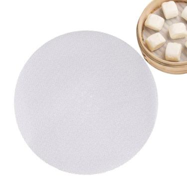 Imagem de Forros de papel perfurados redondos de bambu para vaporizador, tapete de malha de silicone antiaderente de diâmetro para cozinha ou restaurante