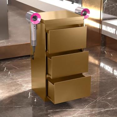 Imagem de Armário de armazenamento de salão de barbeiro de aço inoxidável – estação de estilo de 3 gavetas para cabeleireiros, spa de beleza e organização de ferramentas de tatuagem, armazenamento de