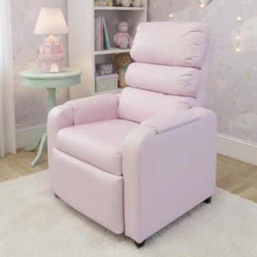 Imagem de Poltrona Madri Estofada em Corino Rosa Reclinável Retrátil Acolchoada para Descanso