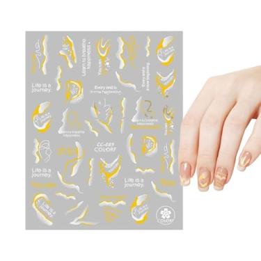 Imagem de Adesivos de unhas de mármore dourado | Lindos decalques de unhas portáteis - Produtos de beleza, acessório feminino leve e prático para salões, compras, locais de entretenimento