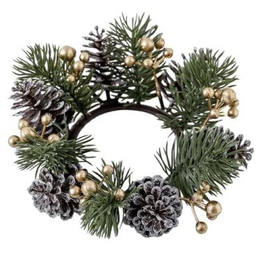 Imagem de de vela de baga vermelha, de vela artificial de frutas vermelhas de Natal | Decoração de guirlanda de construção robusta para maçaneta de porta, janela, mesa de jantar, cornija, prateleira