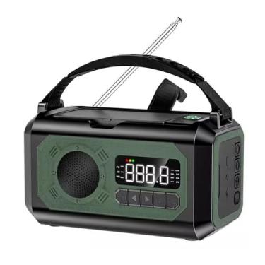 Imagem de Luocute Rádio de Manivela de Emergência, Rádio Meteorológico Portátil AM FM WB Com Alerta SOS Manivela de Energia Solar Bateria de 12000mAh Carregador USB Lanterna LED, para (DO Verde)