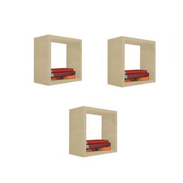 Imagem de Kit 3 Nicho Decorativo 50X50X15 cm Em Mdf Cor:Natural - Móveis Trovare