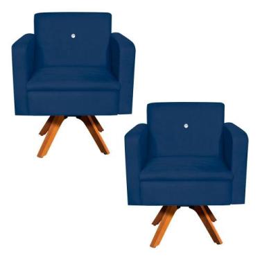 Imagem de Kit 02 Poltronas Giratória Emília Suede com Strass Base Madeira MM30 D