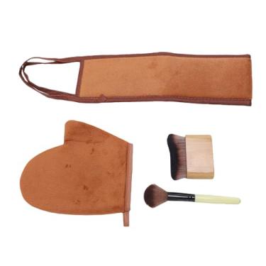 Imagem de Kit aplicador de luva autobronzeadora, luva de bronzeamento ultra macia com polegar para bronzeamento livre de riscos, inclui aplicador traseiro e pincéis, reutilizável lavável na máquina para mousse