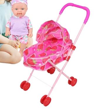 Imagem de Carrinho de Bebé para Bonecas,com Chapéu de Sol Ajustável,Brinquedo de Carrinho de Bonecas para Crianças - Para Brincar Educação Entretenimento Casa Creche Interior Exterior
