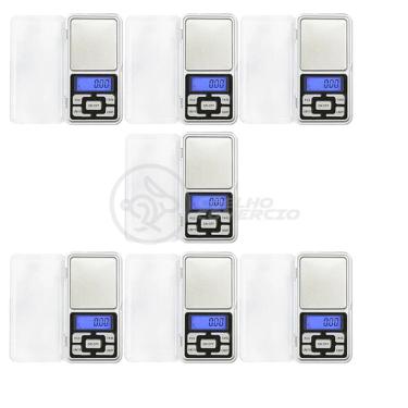 Imagem de Kit 7 Mini Balanças Digitais Alta Precisão 500g prata