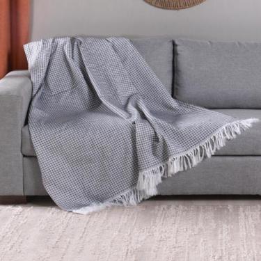 Imagem de Xale para Sofá Manta Grid Jacquard com Franja - Valle Distribuidora, G
