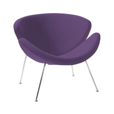 Imagem de Poltrona Design Trevo Suede Roxo Base Inox