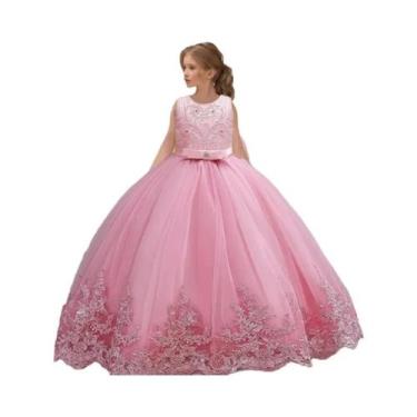 Imagem de Vestido De Casamento Bordado Com Laço Para Meninas De 3 a 12 Anos, Ves