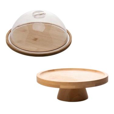 Imagem de Queijeira De Bambu 23cm Prato Para Bolo 20cm Café Da Manhã - Lyor