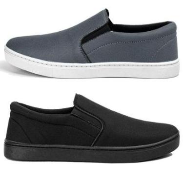 Imagem de Kit 2 Tênis Casual Slip On em Lona Sem Cadarço Leve Urban-Masculino