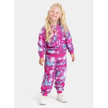 Imagem de Conjunto Inverno Menina Pink Jaqueta com Capuz e Calça em Moletom Galá