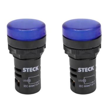 Imagem de 2 Sinaleiro LED 22,5mm Steck 220V Luminoso Azul SLDS2204