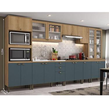 Imagem de Cozinha Modulada Finesse Ambiente Composição 17 Capuccino Azul - THB