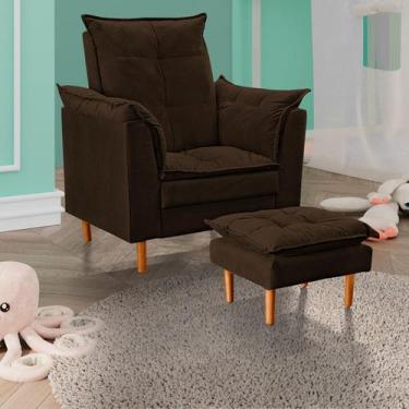 Imagem de Poltrona De Amamentação Com Puff Quarto Bebê Leticia Suede Cor:Rosê - 