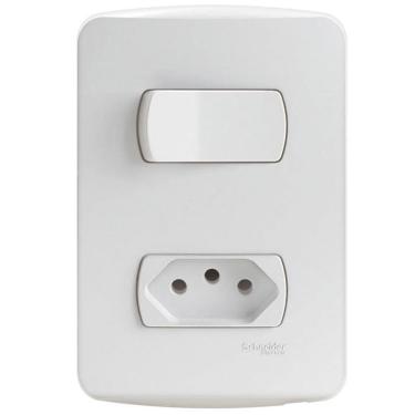 Imagem de Conjunto 1 Interruptor Simples + 1 Tomada 2 Pinos + Terra 10 Amperes 250 Volts S3b69030 Schneide