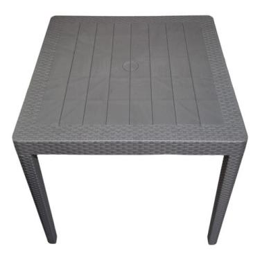 Imagem de Mesa Alta Pé Móvel Plástico Quadrada Desmontável Cinza - AJA