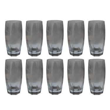 Imagem de Copo de Vidro 370ml Cinza Florida Agua Suco Vinho 10 Unidade - PRATICA