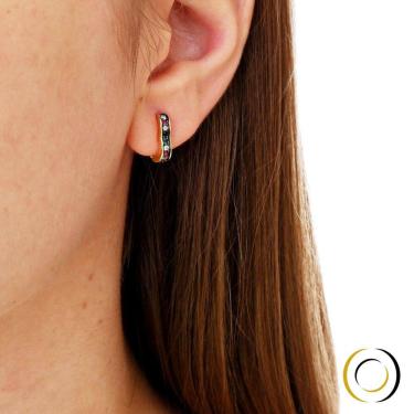 Imagem de Brinco Argola Coração Zircônias Colors Banhado A Ouro 18K