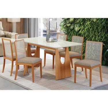 Imagem de Conjunto Sala de Jantar Mila Premium Madeira Maciça c/ Tampo Madeirado