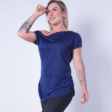 Imagem de Blusa Feminina Dry Fit Furadinho Ombro Só Seca Rápido - Fitmoda, Azul 