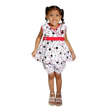 Imagem de Vestido Flamengo Infantil com Shorts e Tiara Oficial, Tam 2, Branco, V