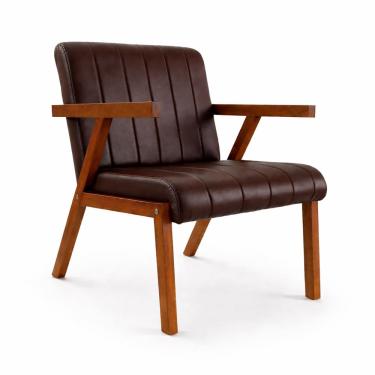 Imagem de Kit 2 Poltronas Serena Pés Madeira Maciça Para Sala De Estar Ou TV Tecido Courino Moderna Decorativa