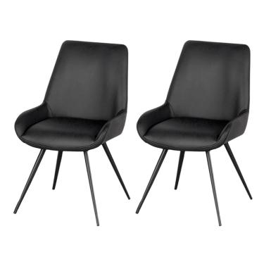 Imagem de Kit 2 Cadeiras Giratórias Aline Rivatti 52 Cm (largura) Estofado Em Pu Preto E Base Em Aço