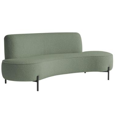 Imagem de Sofá Orgânico 2 Lugares 150cm Argos Pés Preto Bouclé Verde Claro - Nexta Casa