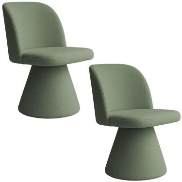 Imagem de Kit 02 Cadeiras De Jantar Fixa Liz Bouclé Verde Claro - Nexta Casa