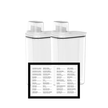 Imagem de Kit 2 dispenser Sabão em pó e amaciantes + 1 cartelade etiquetas lavanderia