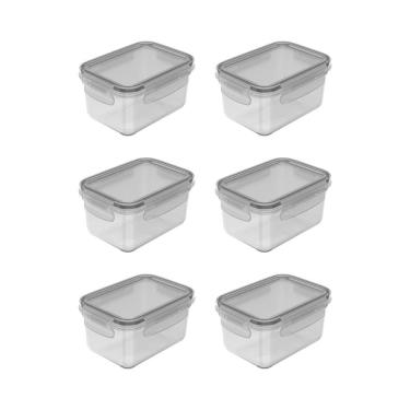 Imagem de Kit de potes organizadores de geladeira retangular Ou 6 peça