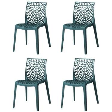 Imagem de Kit 4 Cadeiras Empilhável Inmetro Gruvyer Fratini Polipropileno Azul P