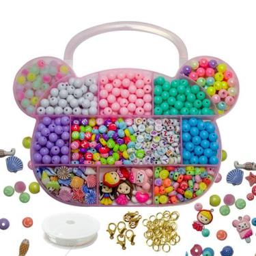 Imagem de Maleta Miçangas Infantil Completa com Pingente Letras Contas 700pçs Pa
