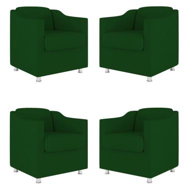 Imagem de Kit 4 Poltronas Decorativas Tilla Sala De Espera Suede Verde Balaqui Decor