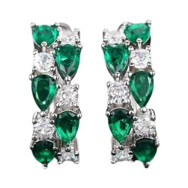 Imagem de Brincos De Argola De Luxo Para Mulheres Com Zircônia Cúbica, Joias Exq