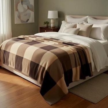 Imagem de Manta Casal Polar Três Fleece Xadrez C/Estilo Escocês 180x220m - Emate